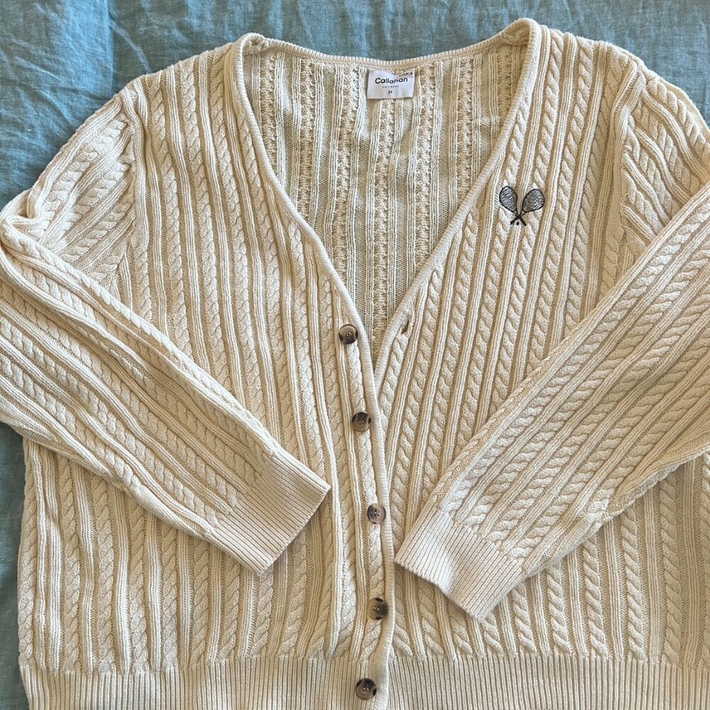 Anthropologie Callahan McCartney Knit Tennis Cardigan Size 2X